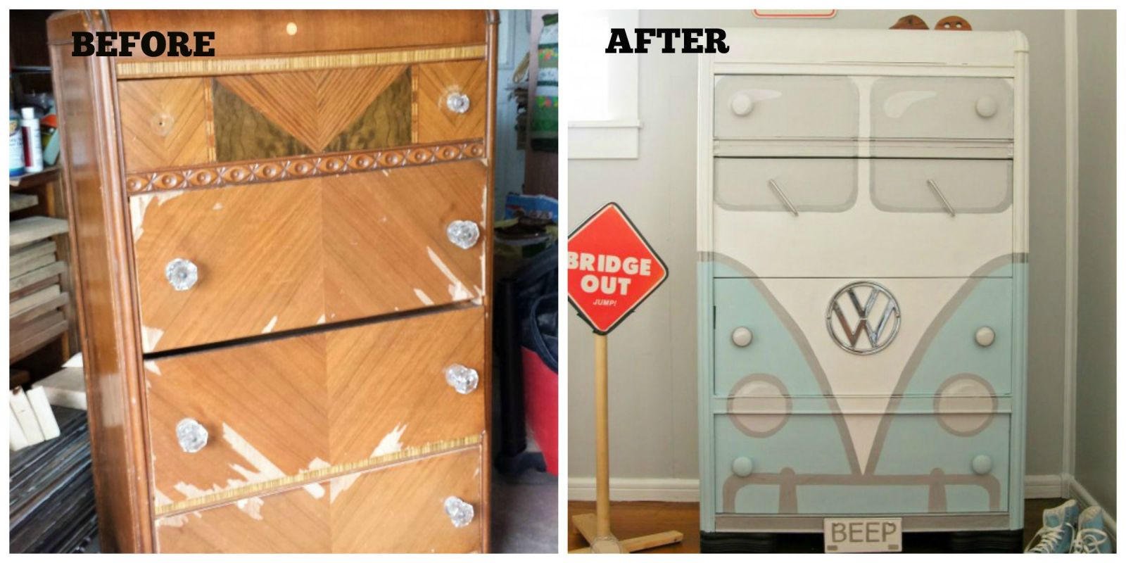 Volkswagen Bus Dresser Makeover How to Revive Garage Sale Furniture