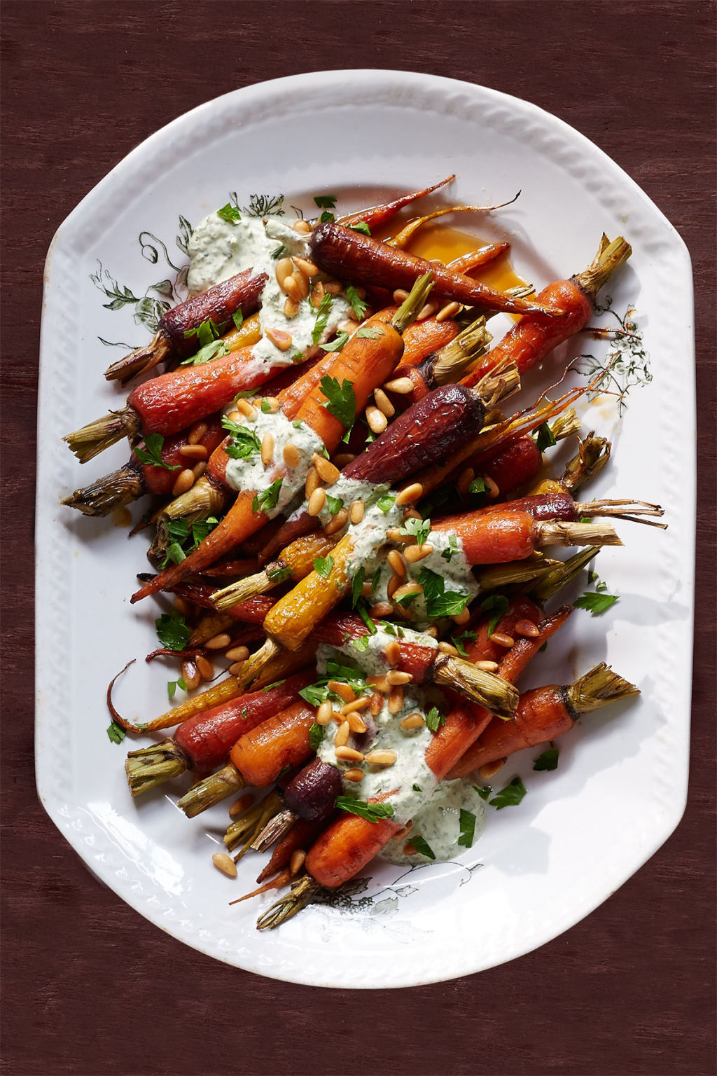 orange carrots with yogurt parsley dressing Honey-Orange Glazed Carrots with Herb Dressing