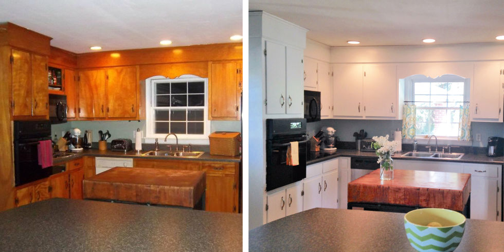 10 diy kitchen cabinet makeovers - before & after photos that