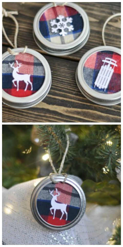 Turn an old flannel shirt, Mason jar lids, and cardstock into these perfectly rustic ornaments. Get the tutorial at Suburble. 