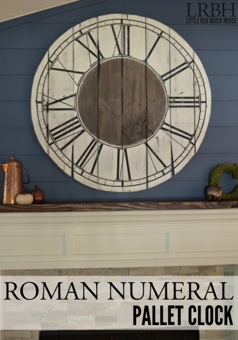 Craft your own wall decor out of eight pallet boards and a jigsaw. This rustic piece will look great over any farmhouse mantel! Get the tutorial at Little Red Brick House.